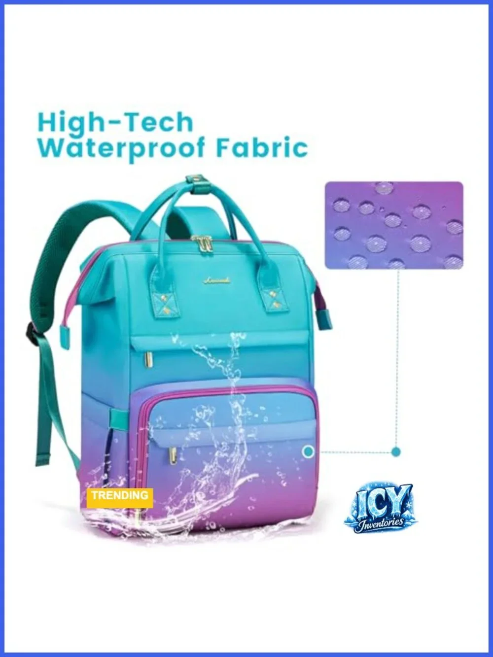 Gradient Laptop Backpack with Anti-Theft Pocket Waterproof Work College Travel